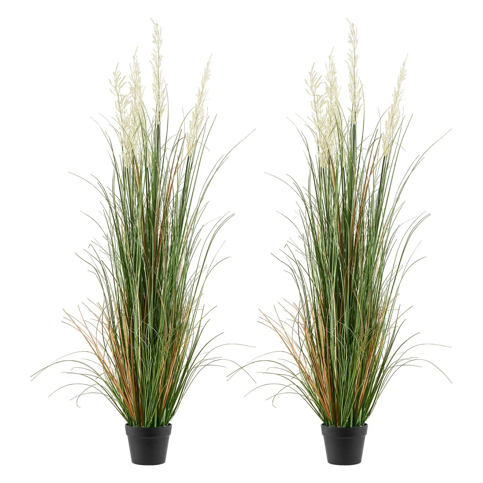 VEVOR 2-Piece 5 ft (150 cm) Sturdy Lightweight Faux Reed Flower Grass Set, Premium PVC Artificial Plant Shrubs in Pots, Easy Setup Realistic Look Floral Decor for Indoor Home Office, Housewarming Gift