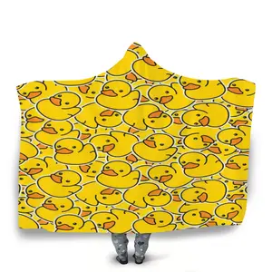 Comfortable Duck Hooded Blanket, Thick Nap Wearable Blanket, Soft Flannel Throw for Home Decor, Bed, Sofa, Camping, Travel Gift
