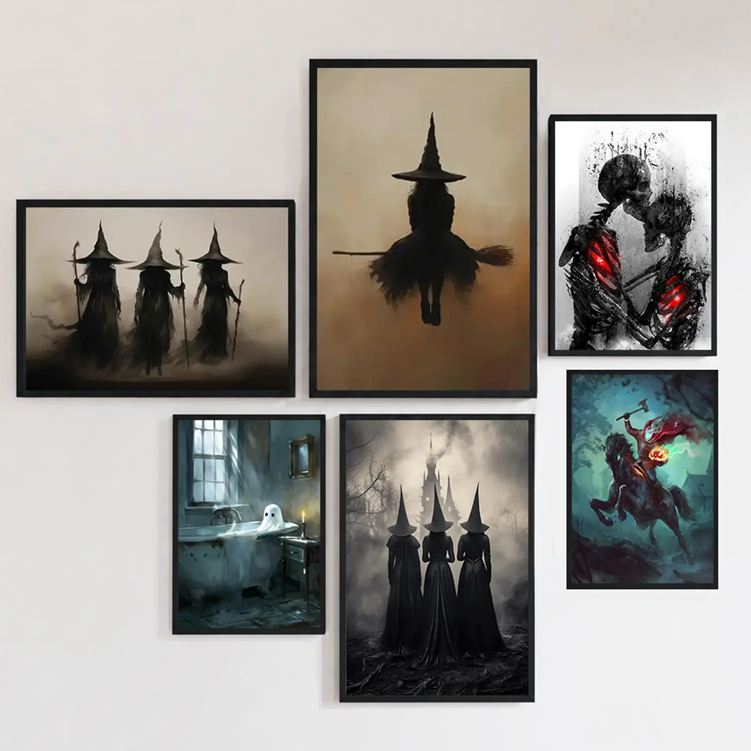 3 Witches Poster Decor, Creepy Witch Vintage Halloweens Retro Wall Decor, Horror Witchy Wall Decor For Room Family  Restaurant