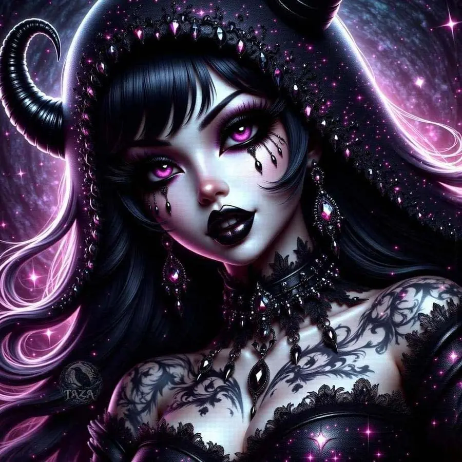 1pcs 5D DIY diamond painting kit, 5D diamond art set, DIY decoration, gorgeous jewels, black tattoos, glowing long hair. Full round diamond DIY, mosaic, diamond art, DIY art home decoration, suitable for Halloween and Christmas.