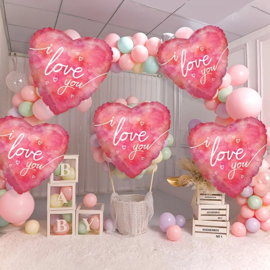 4 Pcs Heart I Love You Foil Balloons, Balloon Set, Party Balloons, Valentines Balloons, 17 Inch Romantic Decor, Balloon Decorations for Valentine's Day, Weddings, Anniversaries & Birthdays