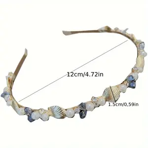 1pc, Exquisite and Elegant Ocean Style Headband, Shell and Starfish Glitter Thin Headband, Mermaid Style Casual Hair Accessories, Gift Photo Props