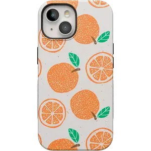 Casely iPhone 15 Case | Main Squeeze | Orange Stamped | Bold Protective Design | Compatible with MagSafe