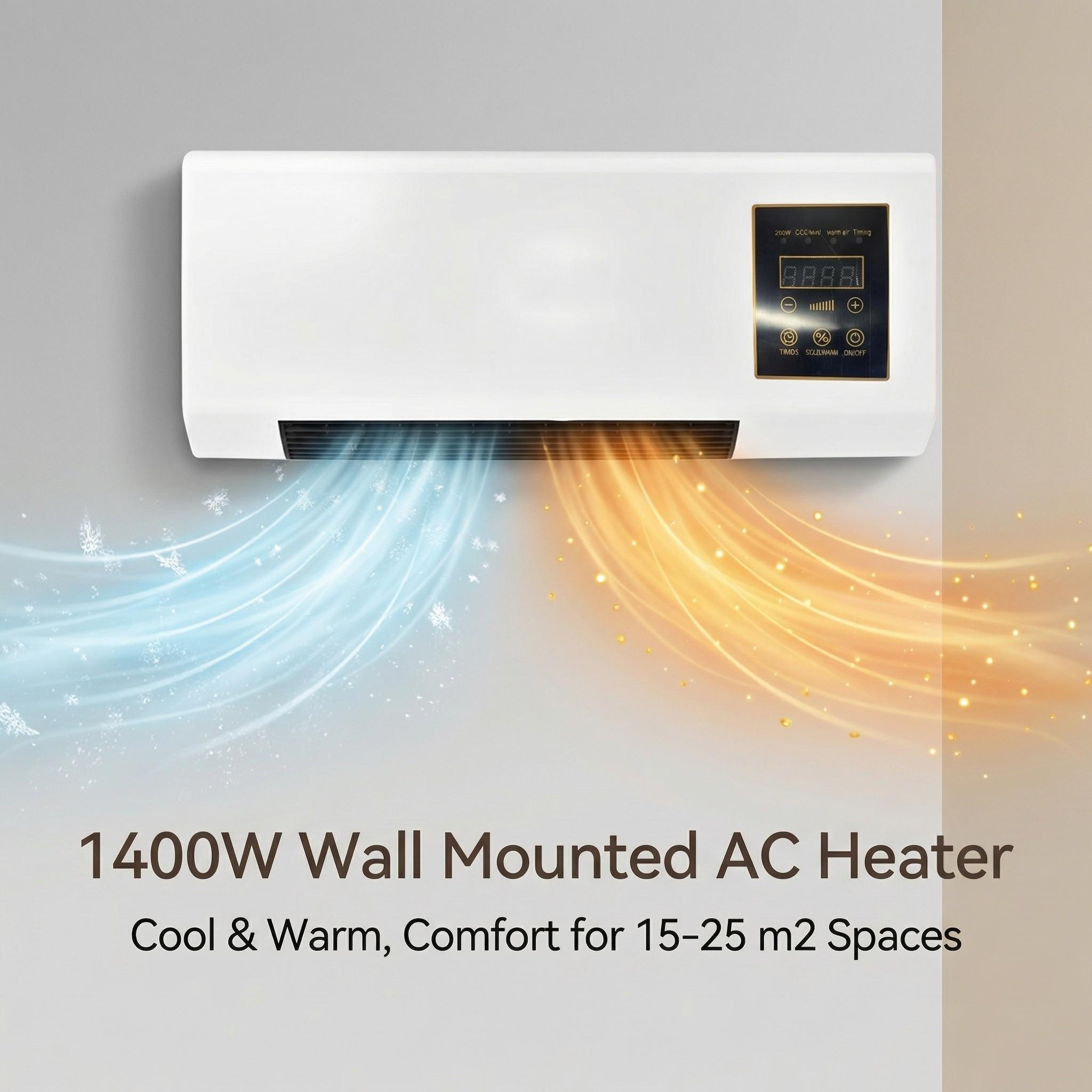 1400W Dual Mode Wall Mounted Fan Summer Gentle Natural Wind Winter Fast Heating Portable Quiet Fan For Bedroom Office Living Room Home Use