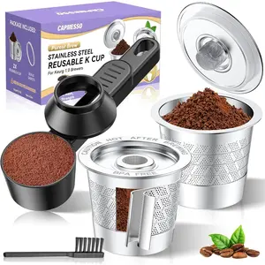 Reusable K Cups with Coffee Scoop: 2 Tablespoon Coffee Measuring Scoop for Reusable Coffee Pods Stainless