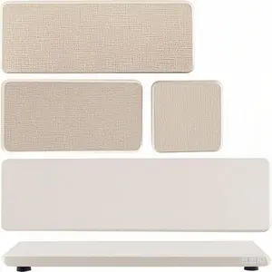 4-Piece Fast-Drying Stone Coasters & Soap Dish Set, Natural Diatomite Home Decor for Bathroom & Kitchen, Absorbent Tray for Plants and Toiletries, Eco-Friendly and Non-Slip Modern Design Silicone Bottle