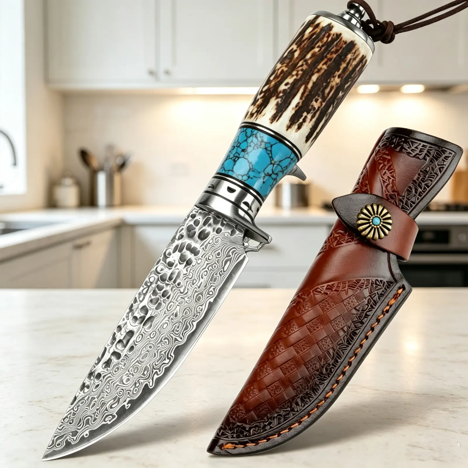 Modern fashion forged chef’s knife – 8.3-inch boning knife with a large Damascus steel blade and an ergonomic handle, suitable for cutting meat and vegetables—a perfect gift for family and friends.
