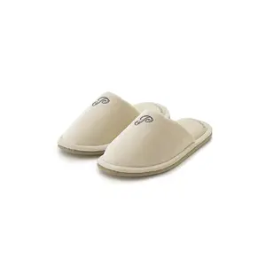 Emblem Motif Velour Room Shoes