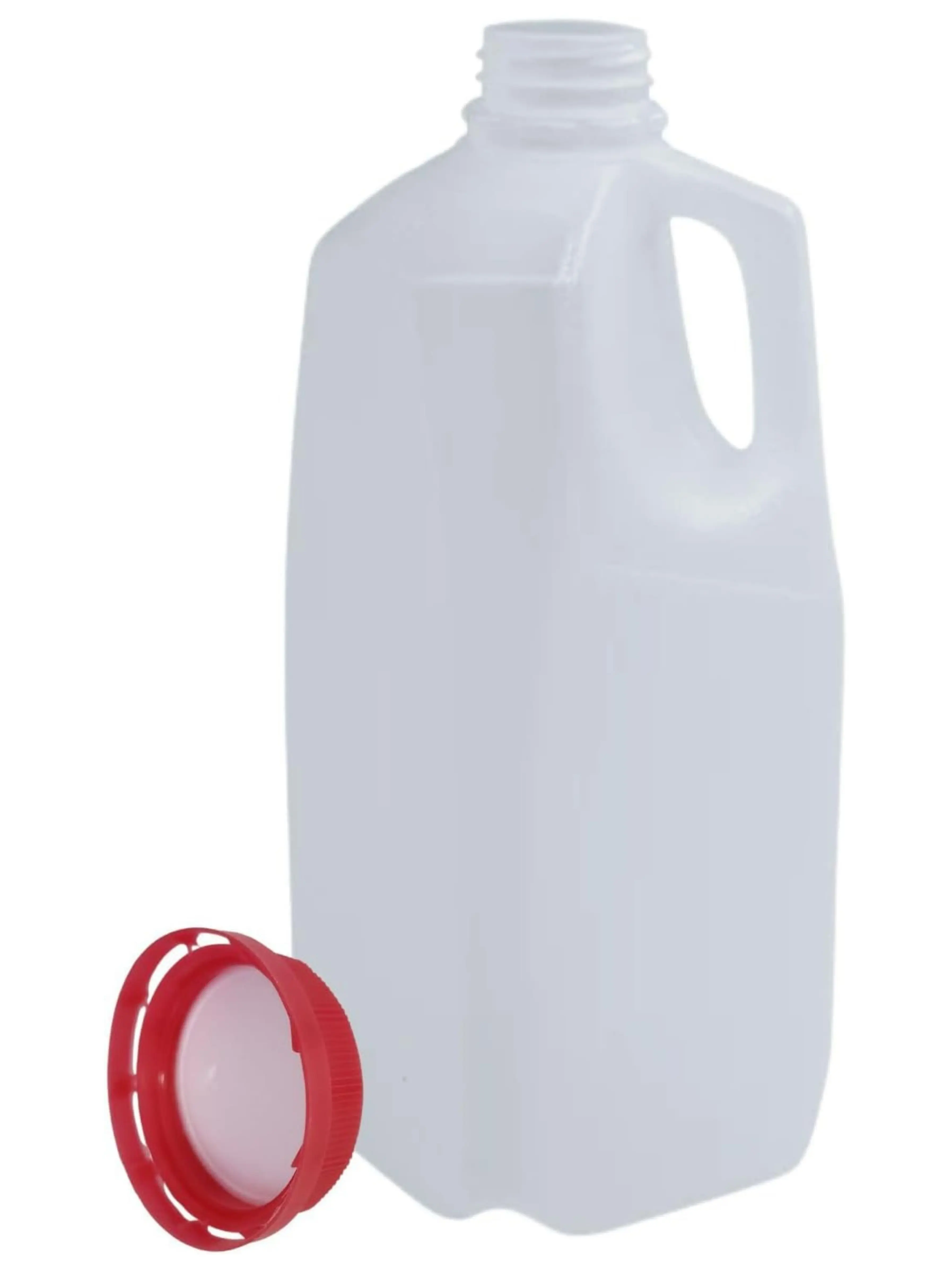 [20 Pack] 64 oz (0.5 Gal) Food Grade BPA-Free Plastic Storage Jugs with Tamper-Evident Red Screw Caps - Ideal for Homemade Juices, Milk - Home Organizer Bottles
