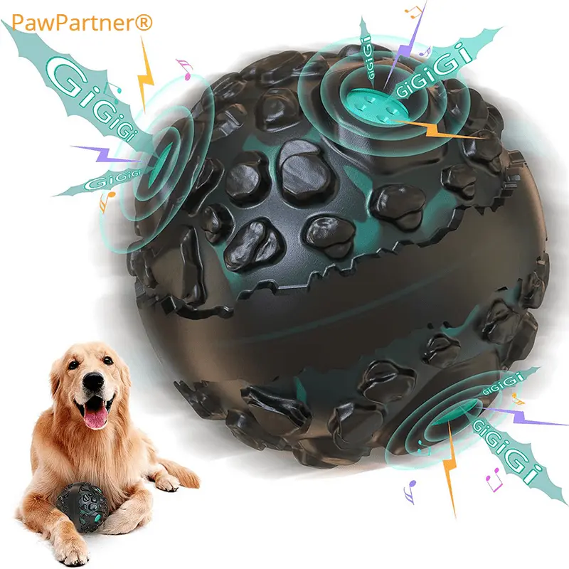 PawPartner Squeaky Giggle Interactive Dog Ball Toy - Durable Thermoplastic Rubber, Indestructible Chew Toy for Medium Breed, No Batteries Needed