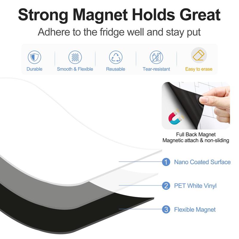 4PCS 12"x8" Magnetic Dry Erase WhiteBoard for Fridge w/ 6 Markers & 1 Eraser - Small Magnet Blank White Board Organizer and Planner for Home, Kitchen, Office, Refrigerator, Wall, Door, Cabinet