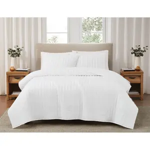 Brooklyn Loom 2pc Twin/Twin Extra Long Percale Quilt Set White