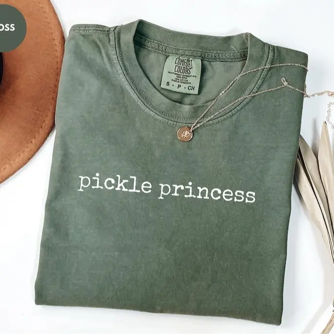 Comfort Colors Pickle Princess TShirt, Pickle Lover Tee, Cute Pickle T-Shirt, Pickle Queen Tee, Foodie TShirt, Funny Snack Lover Gift