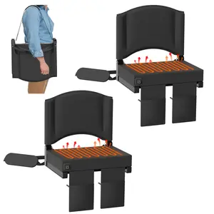 Slendor Heated Stadium Seats for Bleachers with Back Support, 3 Levels Heating Bleacher Chairs with Back and Cushion, Folding Seat Portable Adjustable Usb Power Supply