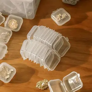 30pcs Transparent Plastic Jewelry Storage Boxes with Lids, Mini Square Containers for Beads, Earrings, Small Crafts Organization, Home Bedroom Accessory Box, Craft and Sewing Supplies Storage, Clear