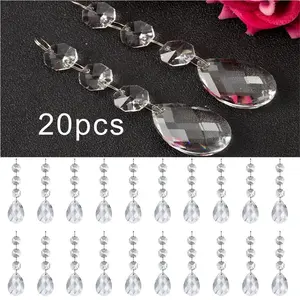 Elegant Glass Tear Drop Decorative Ornaments, Octagonal Bead Design for Weddings and Home Decoration, Sunlight Capturing Ornament