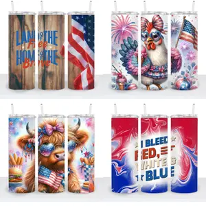 4th Of July Choice 20oz Tumbler with Plastic Straw and Lid - Reusable Water Bottles for Celebrating Independence