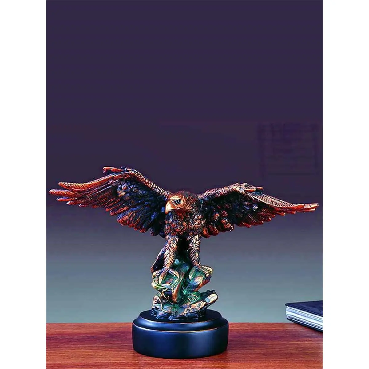 212 MAIN Bronze Finish Howling Eagle Statue - 8x11.5in 4 lbs High-Detail Handmade 3D Art Sculpture, Electroplated Figurine, Western Decor Accessories, Sculpture Desk Decor, Room Decorations, Home Gift