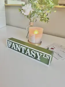 Fantasy Lane Sign - Army Green 3D Printed Accent for Bookshelves 7.6" x 1.6" x 1.1" Perfect for Escaping Into Other Worlds Enhances Reading Nook