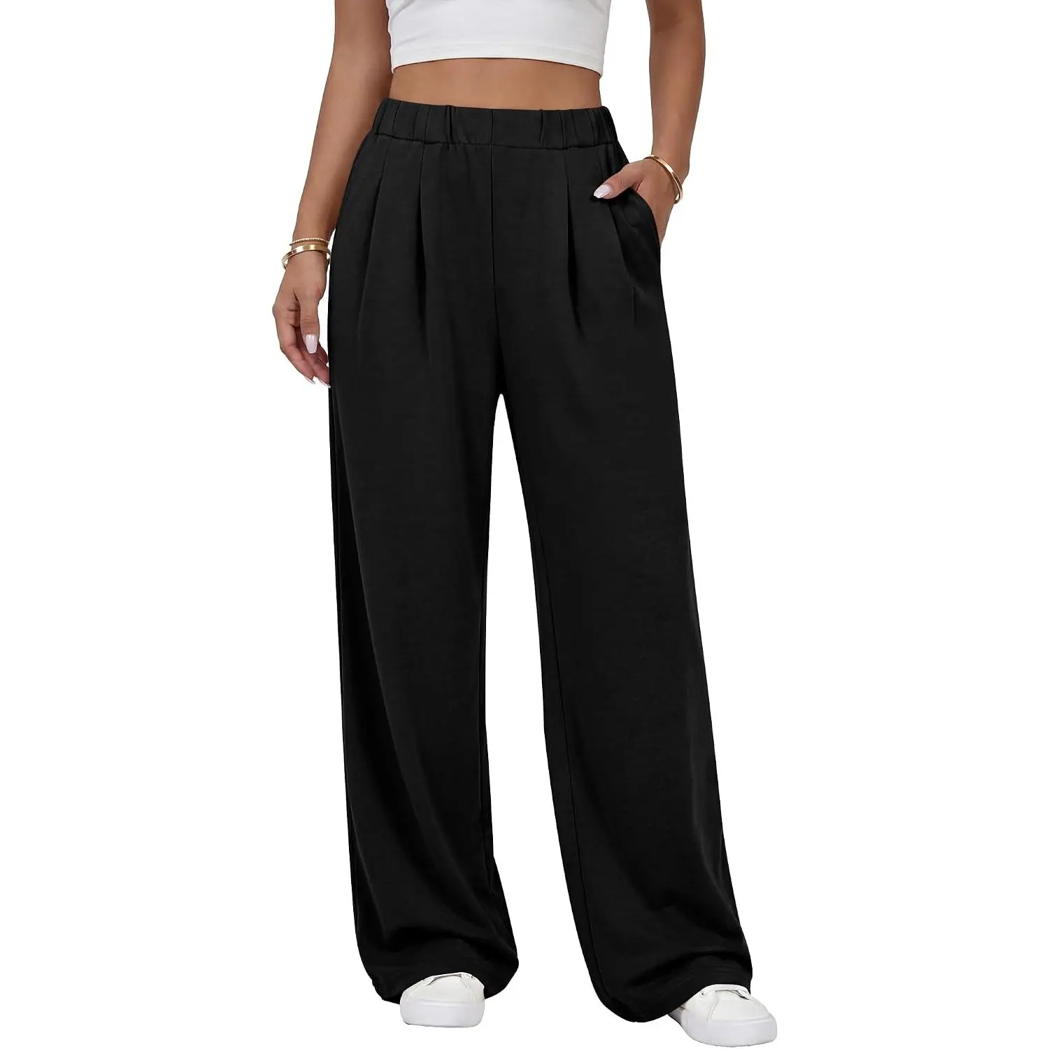 ANRABESS Womens Wide Leg Baggy Sweatpants | High Waisted Loose Fit Lounge Pants with Pockets, Soft Comfy Track Pants, Casual Travel Outfit, Fall Winter Wear
