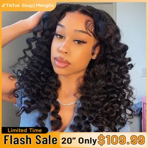 MENGLLE 200% Density Yaki Loose Wave Fluffy Bouncy Pre Wand Curly 13x4 Lace Front Wig Human Hair Glueless Pre-Cut Lace Natural Hairline#springfresh#GiftedInLove