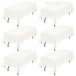 Pack White Rectangle Tablecloth 60x102 Inch for Spring Table Setup Mother’s Day Brunch Wedding Baby Shower Bridal Shower Graduation Party Table Decor