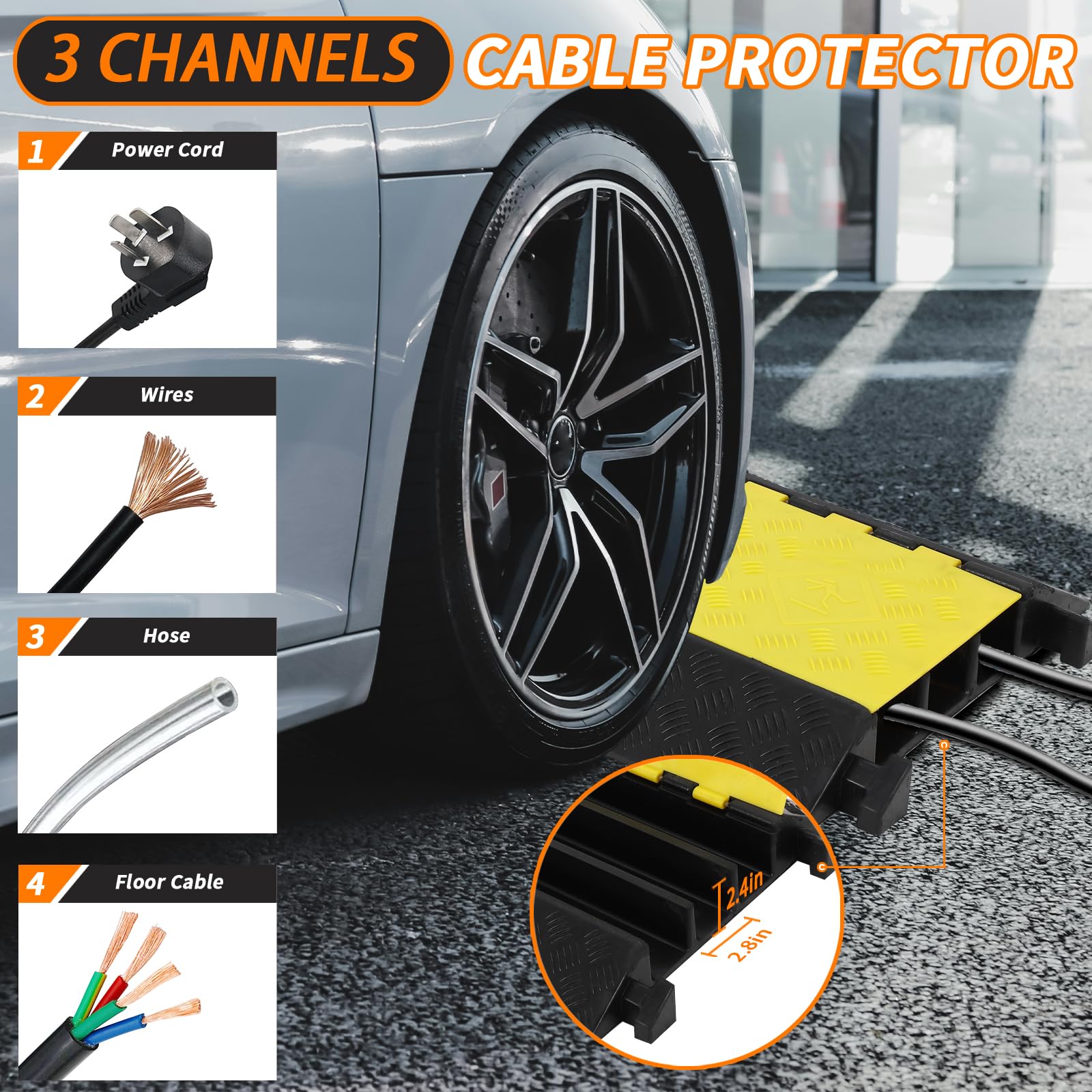 【GARVEE】Heavy Duty Rubber Cable Protector Ramps with Multiple Channels, Load Capacity up to 28000 lbs, Suitable for Driveway, Indoor and Outdoor Use, Protects Wires, Cables, and Hoses, Available in 1 or 3 Pack Options 【GARVEE】Heavy Duty Rubber Cable Protector Ramps with Multiple Channels, Load Capacity up to 28000 lbs, Suitable for Driveway, Indoor and Outdoor Use, Protects Wires, Cables, and Hoses, Available in 1 or 3 Pack Options