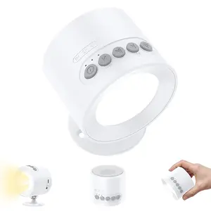 Modern Wall Lamp with White Noise,Rechargeable Battery 3 Color Temperatures Brightness Dimmable Light Sconces,360°Rotate Wall Mounted Light for Bedside Bedroom ﻿