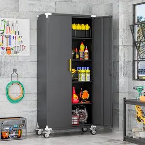 71.2" Tall Lockable Rolling Metal Tool Cabinet, Garage Storage Unit with Wheels, 4 Adjustable Shelves for Home & Office