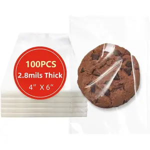 4x6 Inches 100 Pcs Clear Self Sealing Cellophane BagsCookie Bags Resealable Cellophane Bag for Packaging Cookies,Gifts,Favors, Products,Candy for Packaging 100Pieces 4"x6"