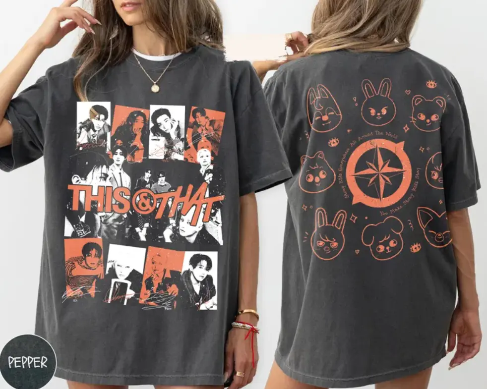 Retro Skz This & That K-Pop Graphic T-Shirt, Vintage Streetwear World Tour Tee, Korean Pop Music Fan Apparel, Unisex Concert Outfit, Festival Fashion Gift
