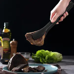 1pc Silicone BBQ Tongs and Brush Set, High-Temperature Resistant Food Tongs and Oil Brush for Cooking, Ideal for Steak Grilling and Salad Serving