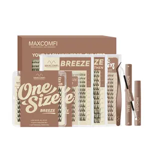 MaxComfi Spider Cluster Lash Extensions Kit - DD Curl Cosmetic Eyelash Clusters, Smudge-Proof Waterproof, Super Soft Thin Band, Beginner-Friendly DIY Design for Natural Daily Glowup & Voluminous Makeup Look,summervibes