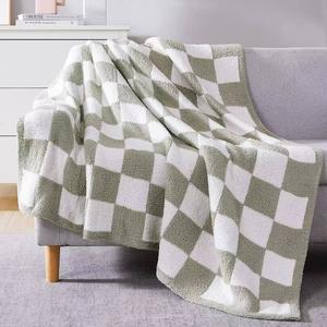 checkerboard pattern throw blanket, 1 count soft comfy microfiber reversible fluffy blanket, home essentials, warm blanket for home bed couch, room decor for gifts, home decor, bedroom accessories, bedroom decor, breathable soft blanket