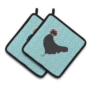 Carolines Treasures  Polish Poland Chicken Blue Check Pair of Pot Holders