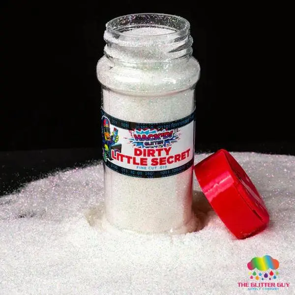 The Glitter Guy Dirty Little Secret Hack’d™ White Glitter, Fine 0.010 Polyester with Green, Blue, Pink & Purple Hues, Clump Free for Cosmetic Use & Crafts, 100mL Shaker (67-71g)