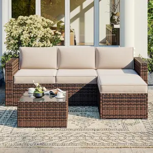 oneinmil Replacement Cushions for Outdoor Furniture, 7-Piece Outdoor Cushions for Patio Furniture, Deep Seat, Waterproof & Fade Resistant Couch Cushion for 4-Seat Patio Conversation Sets,