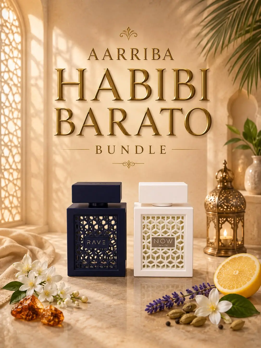 Habibi Bundle | Lattafa | Rave Now | White + Intense | Men's Fragrance | 100 ML - 3.4 OZ | Eau De Parfum | Tangerine - Spices & Lemon