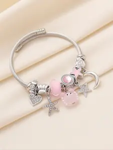 Elegant Oceanic Crab Starfish Pearl Stainless Steel Bracelet, DIY Beaded Wristband for Women, Holiday Gift, Party Accessory, Large Hole Bead Bracelet