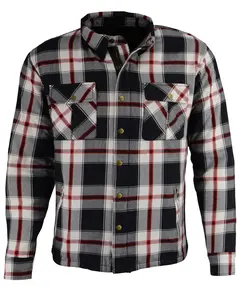 Milwaukee Leather Men's Performance Black/White/Red Aramid Flannel Biker Jacket - Mpm1635