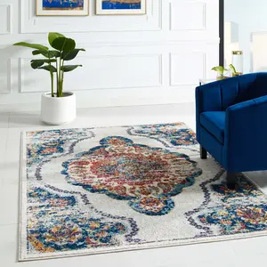 Modway Entourage Malia Distressed Vintage Floral Vintage Medallion 5x8 Area Rug in Multicolored