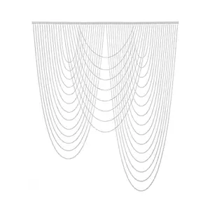 Clear Acrylic Beaded Curtain – Triple Swag Valance Backdrop for Doorway, Arch & Wall Décor, 6.5ft x 6.5ft