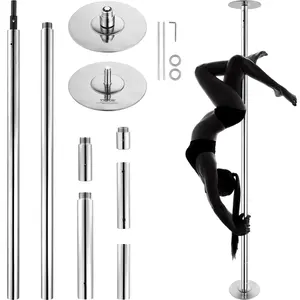 VEVOR Professional Pole Dance Set, Rotating Static Pole Dance Kit, Portable Detachable Pole, 45mm Heavy-Duty Stainless Steel Pole, Height Adjustable Fitness Pole, Suitable for Home Gym Club, Silver metal box work lunch Holiday Train Tree Gift bag tool