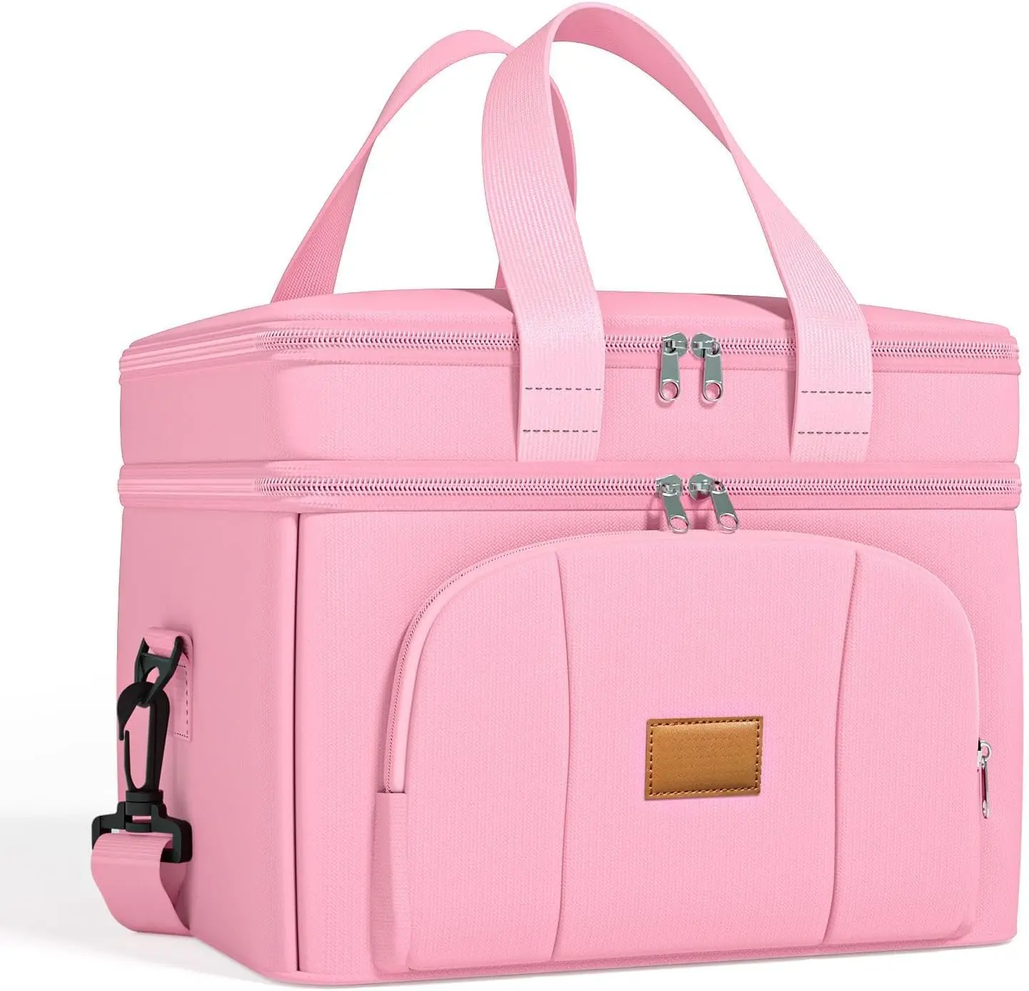 Lunch Box for Women, Double Decker Insulated Cooler Bag Lunch Bag  Leakproof Tote Lunch Container with Strap for Work Family Picnic Hiking Camping, 18 Cans 12L, Large Adults,