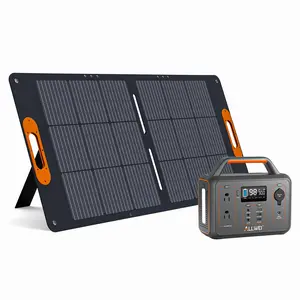 ALLWEI Solar Generator 300W with 100W Solar Panel, 280Wh Portable Power Station with 110V AC Outlet USB-C Port, Solar Powered Generator Backup Lithium Battery for Outdoor Camping CPAP Home