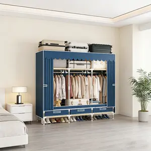 Portable Closet Wardrobe, 64.9-Inch Clothes Organizer with 3 Hanging Rods  3 Shelves, and 3 drawers,  Non-Woven Fabric Cover, Large Capacity  clothing storage Closet Organizer apartment living room furniture dressers for bedroom furniture set