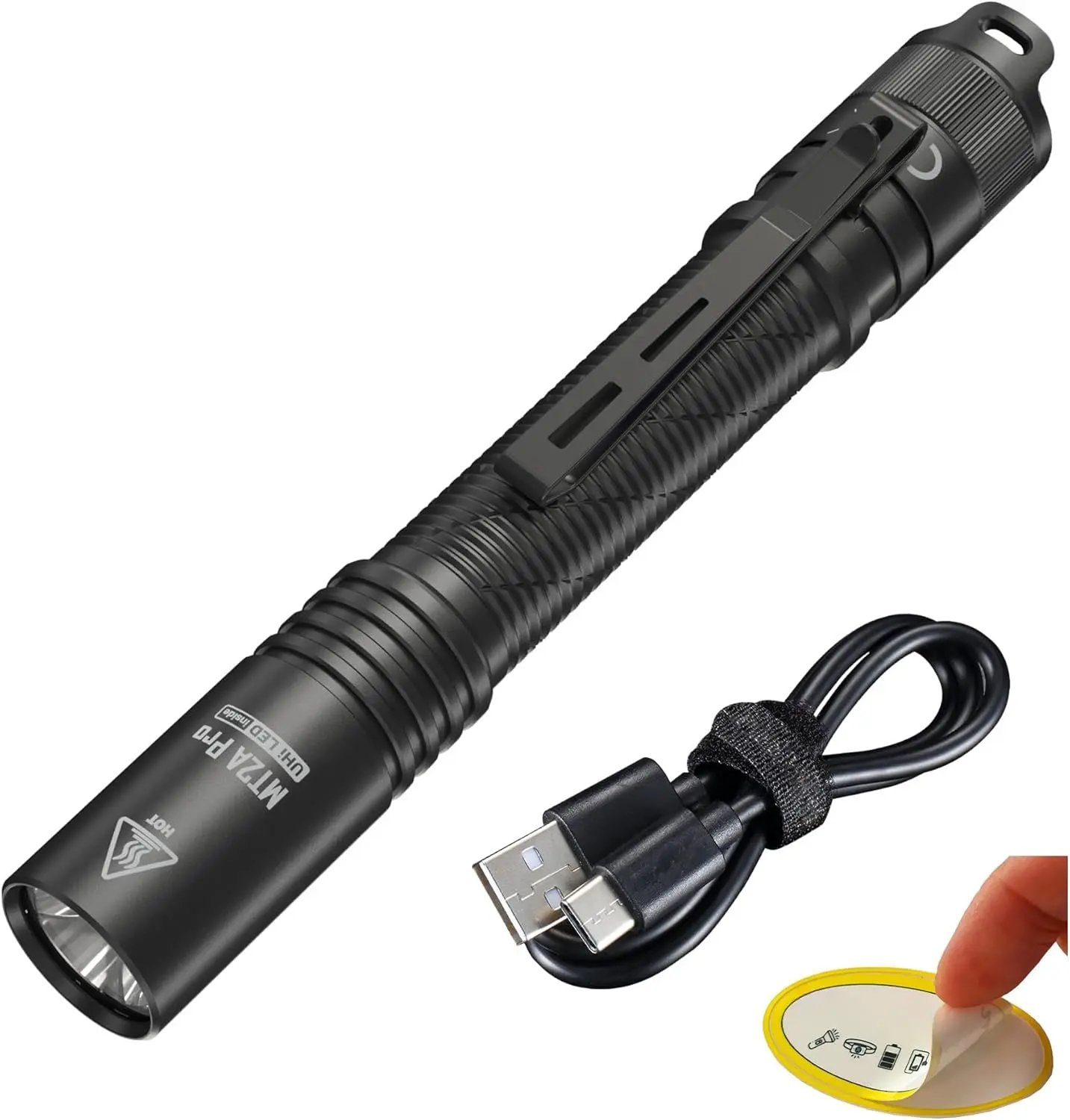 MT2A Pro EDC Flashlight, 1000 Lumen, USB-C Rechargeable, 2X   Compatible Slim Penlight, Including S Sticker