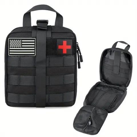 LUCIERNAGA 1000D Nylon Large Empty First Aid Bag - MOLLE System Tactical Medical Bag, Rip-Away Tactical Trauma Empty Pouch, Large Pouch Holds Gear for Outdoor Survival Kit Gear