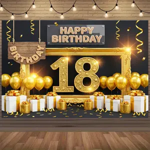 18th Happy Birthday Backdrop | Milestone Celebration Photo Background