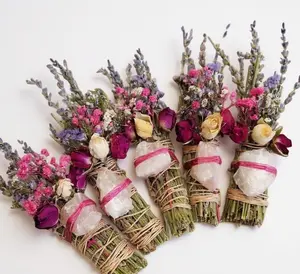 Rose Quartz, Rosemary, Sage, and Lavender Smudge Stick
